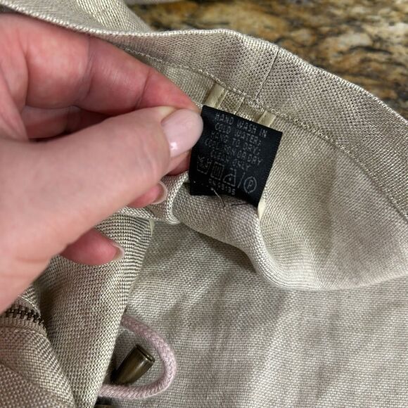 Lafayette 148 New York Linen Full Zip Metallic Beige Gold Jacket Size L - Picture 10 of 11